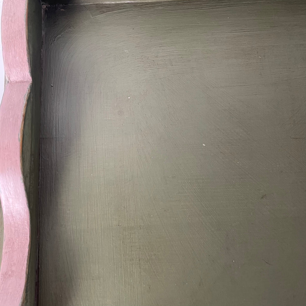 Pair of Hand-Restored Vintage Pine Side Tables Sage Green Jaipur Pink AJS Vintage Rehab