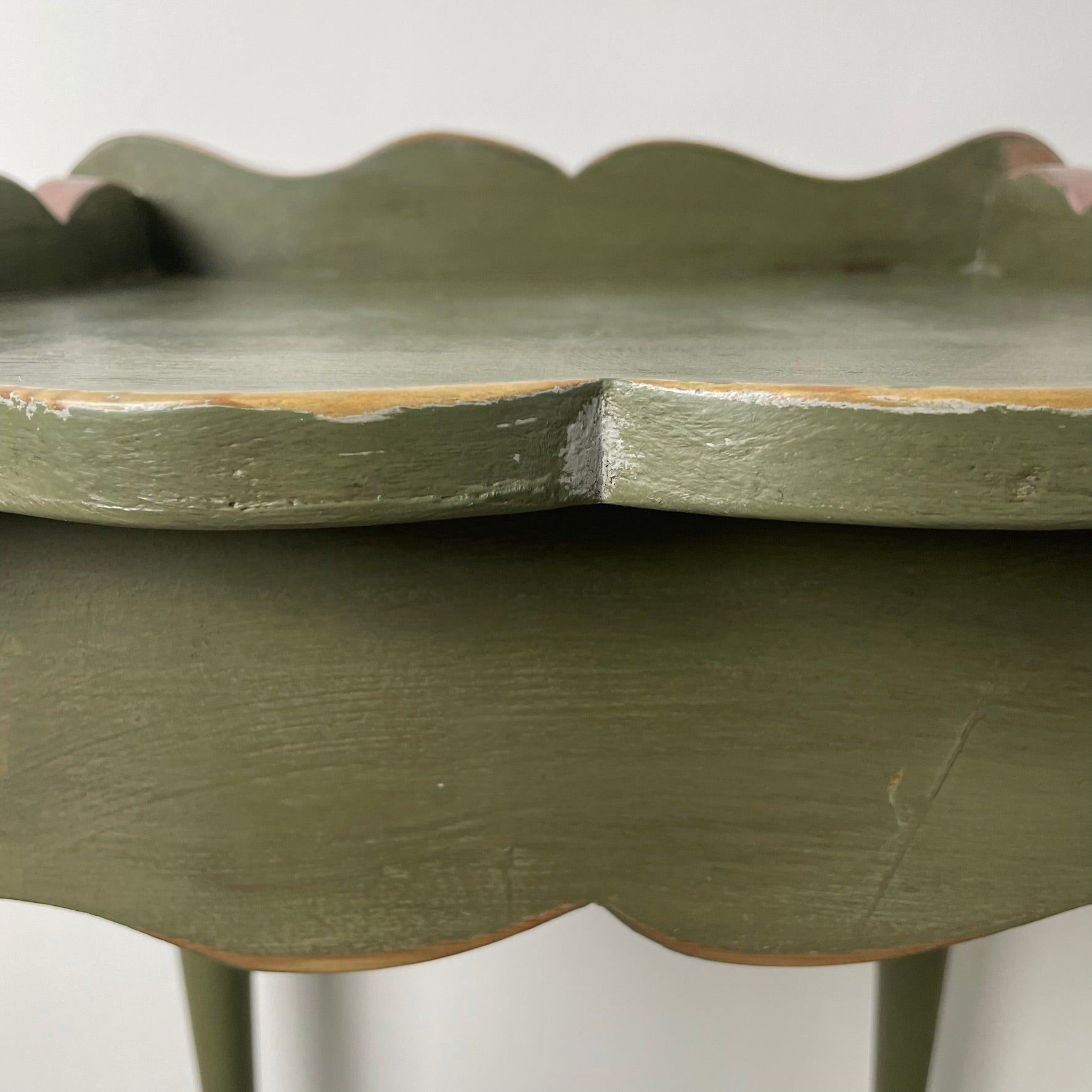 Pair of Hand-Restored Vintage Pine Side Tables Sage Green Jaipur Pink AJS Vintage Rehab