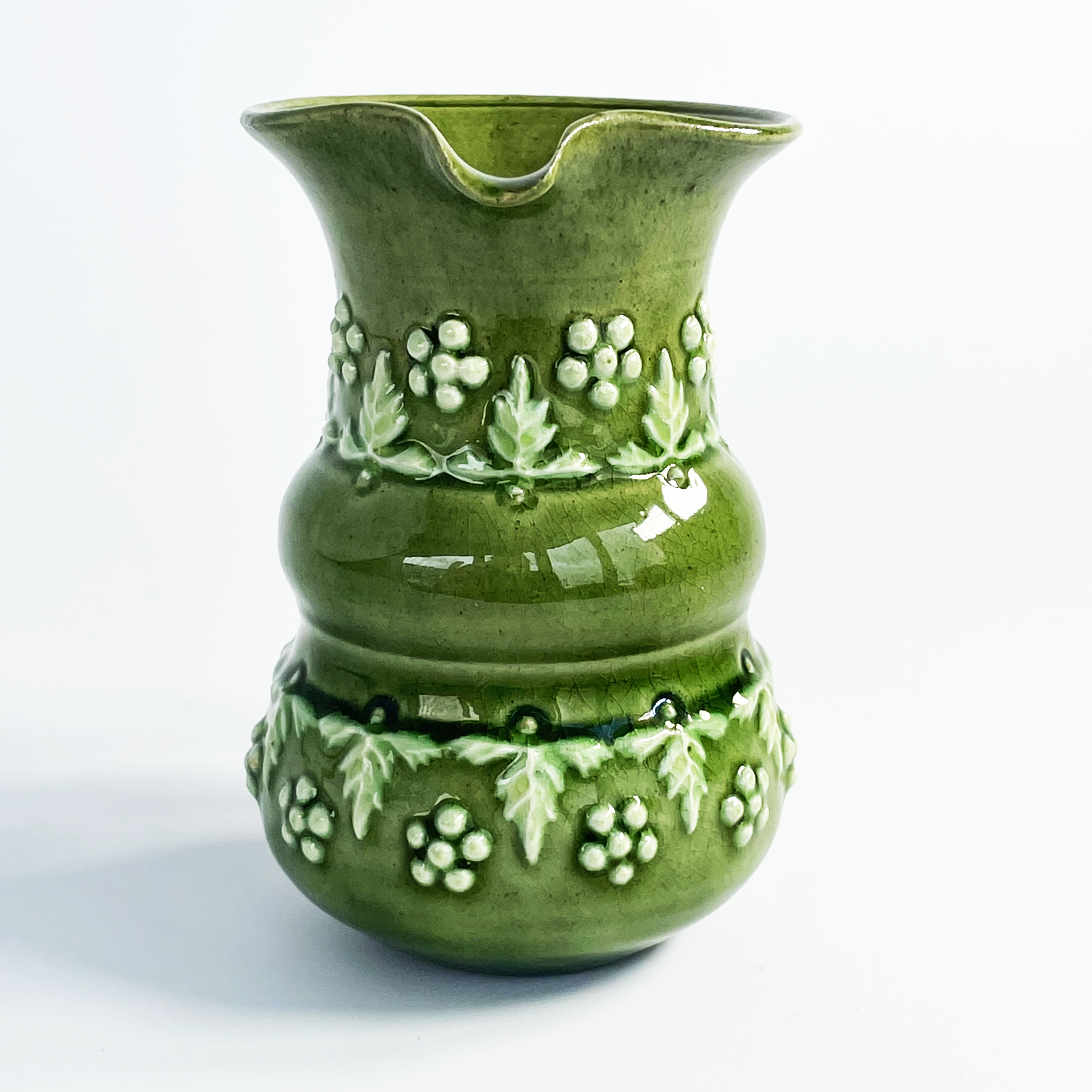 Victorian Rye Pottery Miniature Jug – Sussex Rustic Ware Green Glaze