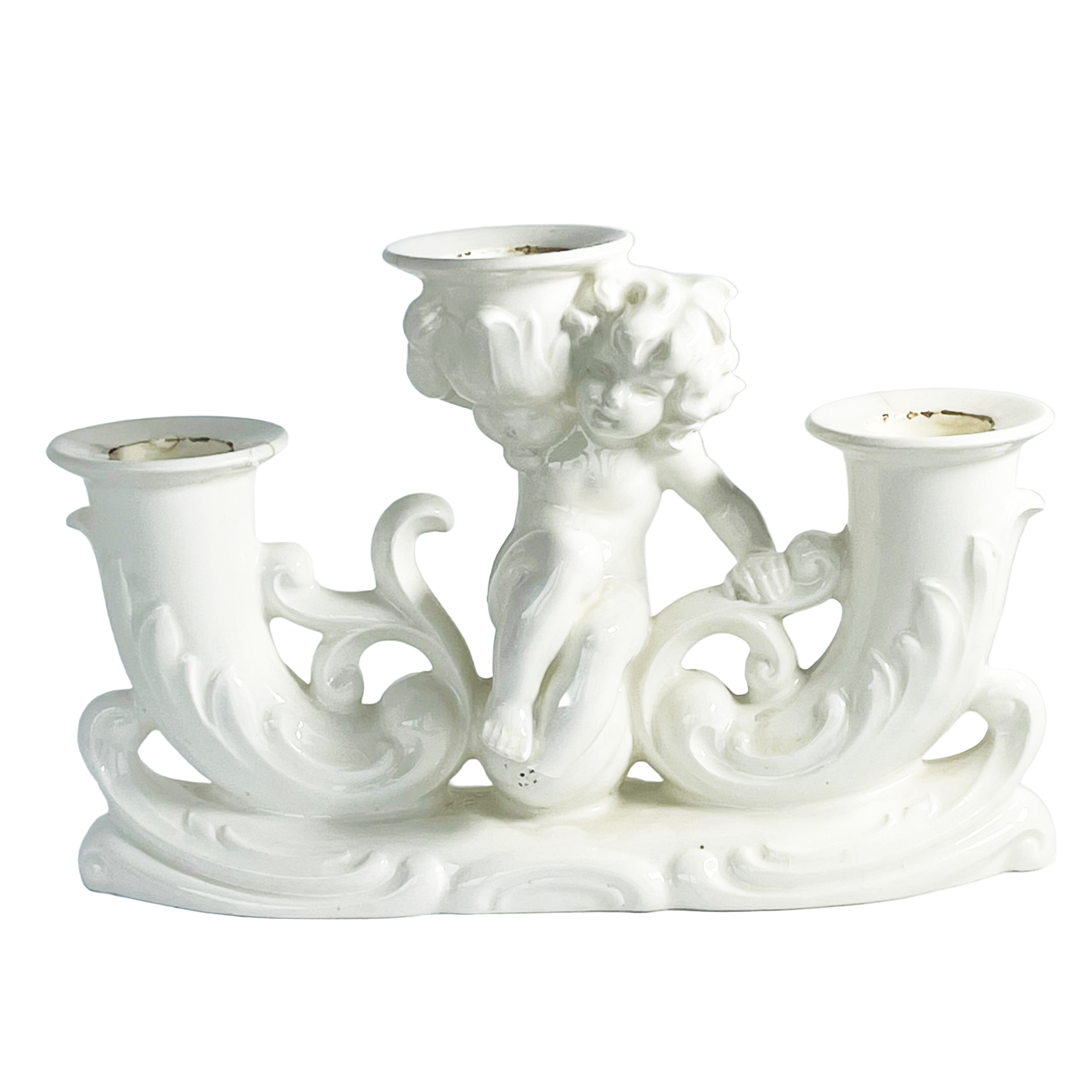 Vintage Bavarian Ceramic Cherub Candlestick – Max Rösler & Co c.1894-1925