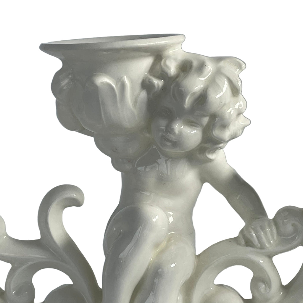 Vintage Bavarian Ceramic Cherub Candlestick – Max Rösler & Co c.1894-1925