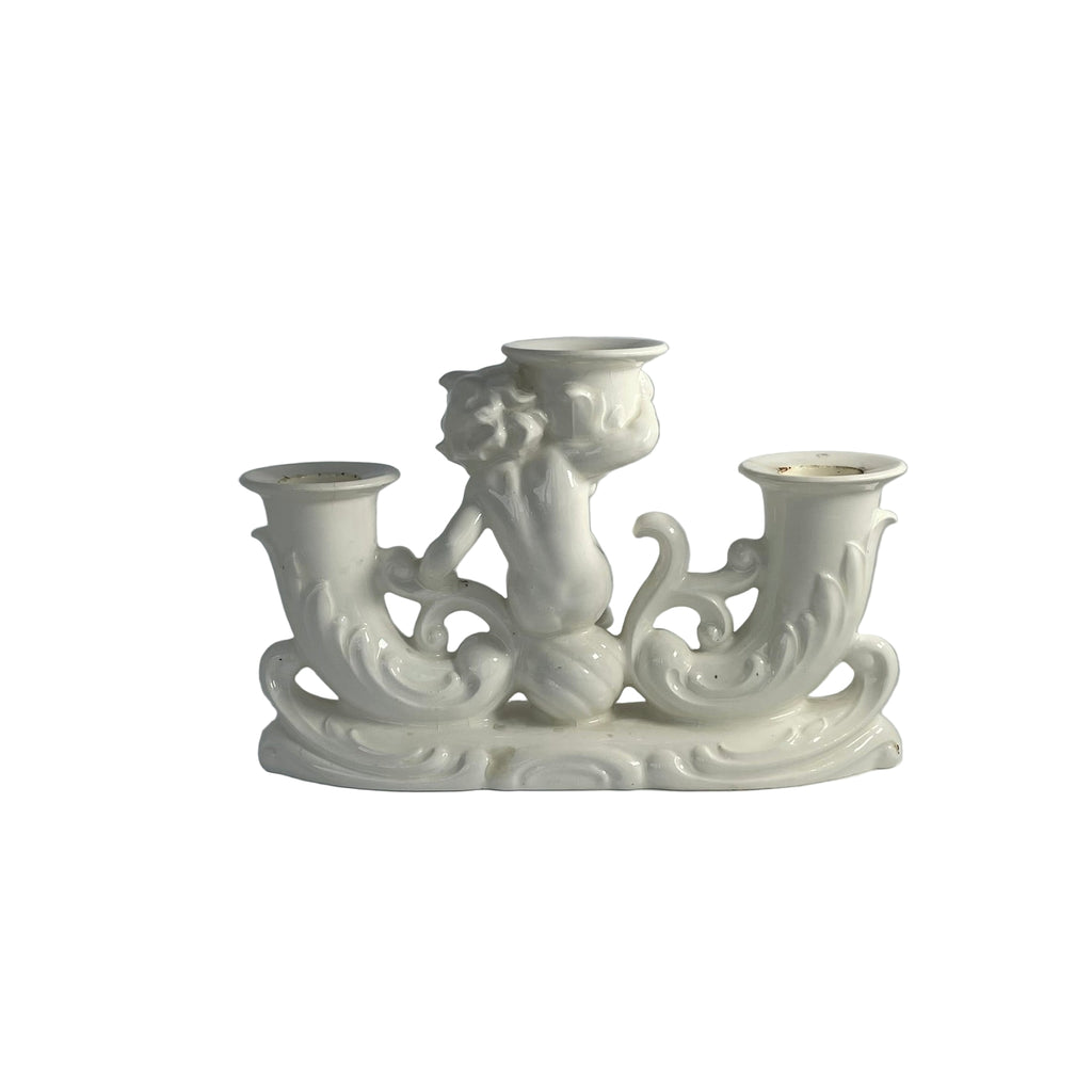 Vintage Bavarian Ceramic Cherub Candlestick – Max Rösler & Co c.1894-1925