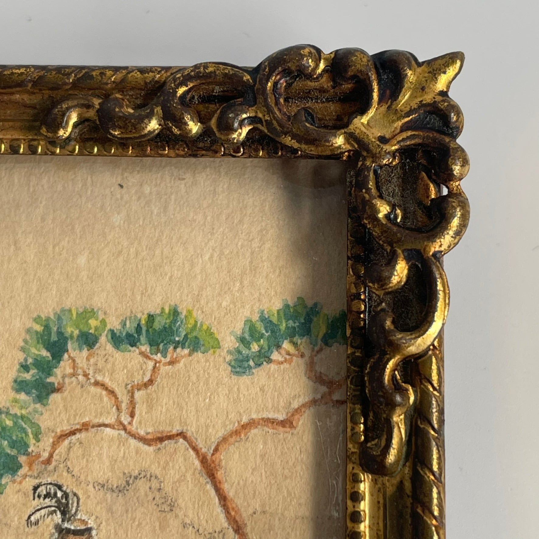 Pair of Miniature Watercolours – Pastoral & Maritime Scenes, Signed "P.A."