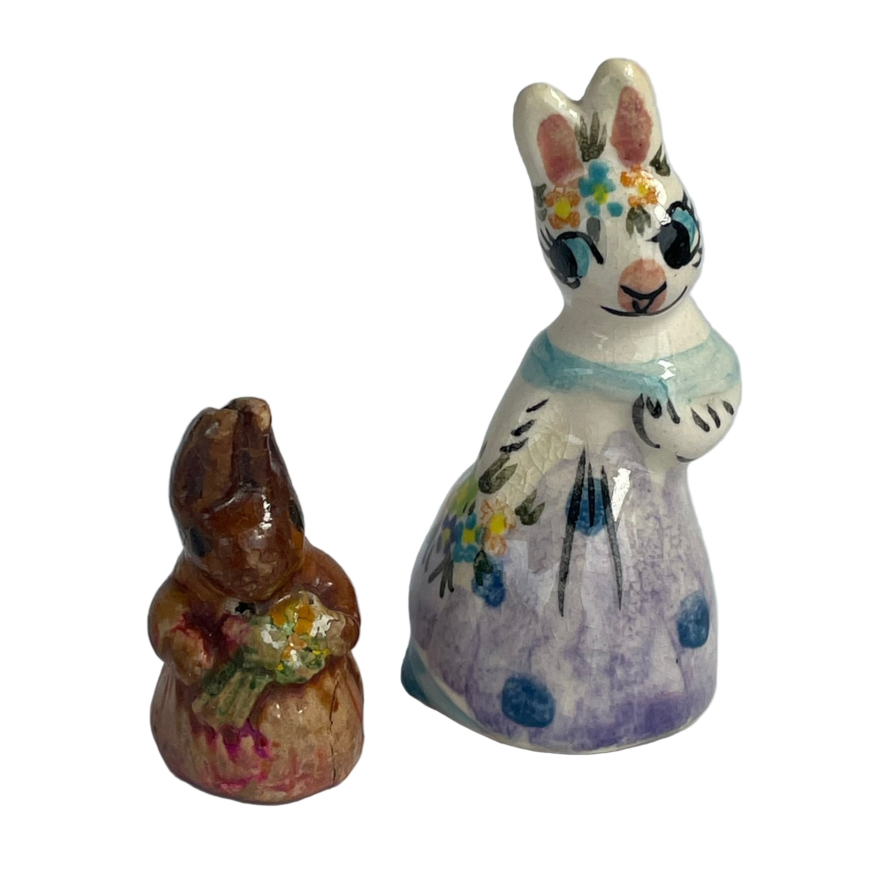 Pair of Cottagecore Vintage Ceramic Rabbits