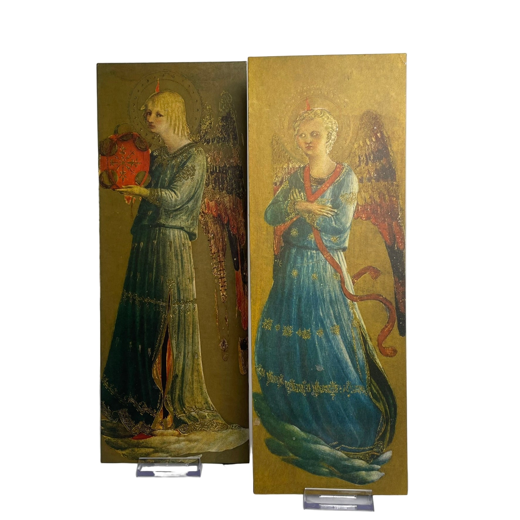 Vintage Medici Society Angel Prints Pair – Gilded Renaissance Reproduction Panels