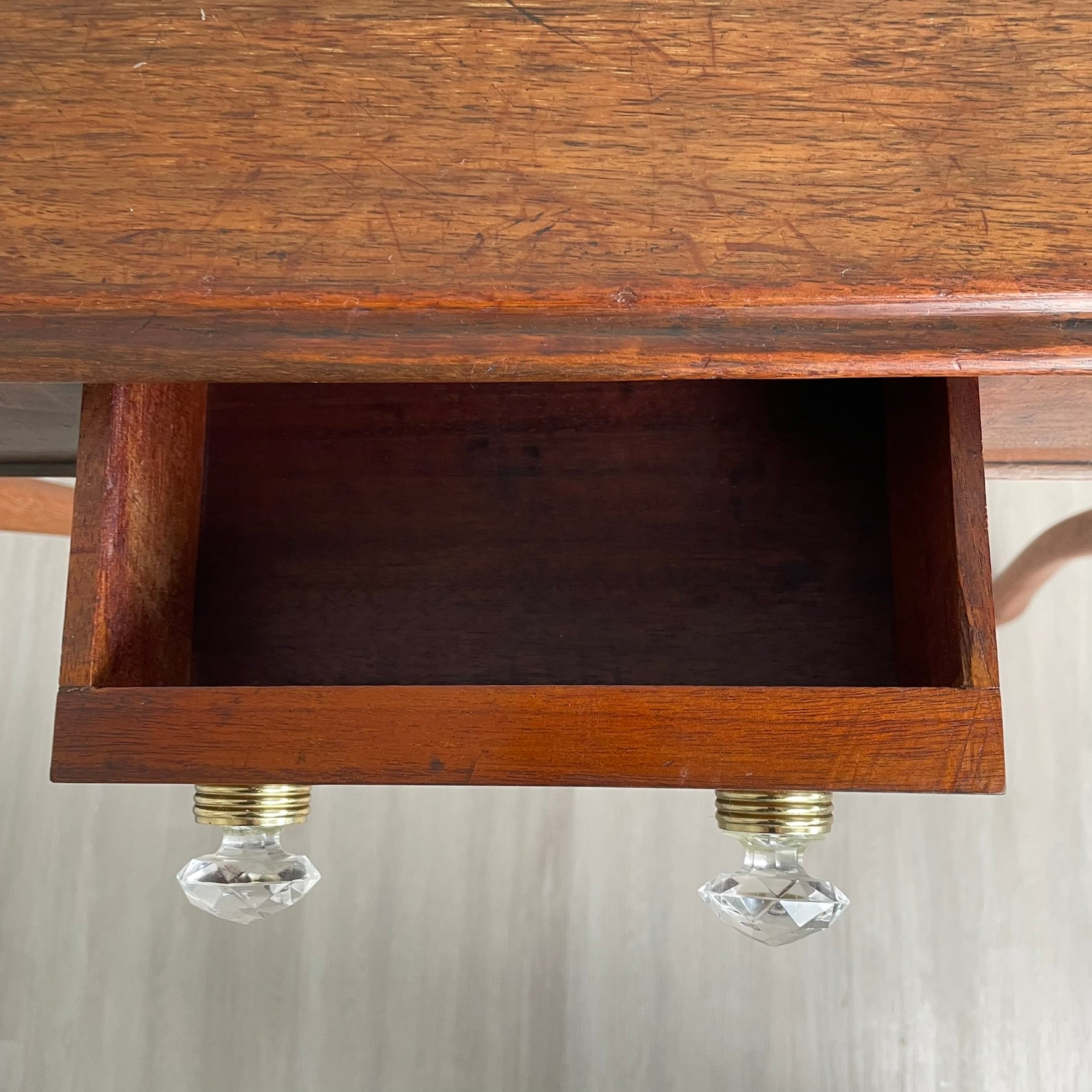 Vintage Console Table with Curved Legs and Drawer