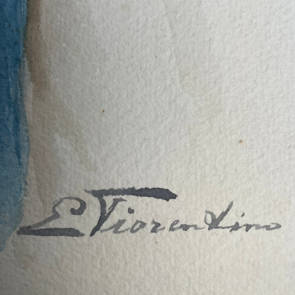 Original Signed Watercolour by Antonio Enrico Fiorentino – Man Smoking Pipe