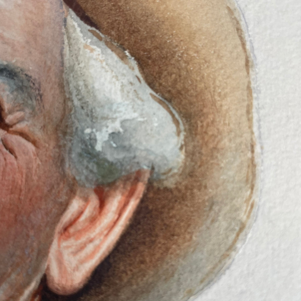 Original Signed Watercolour by Antonio Enrico Fiorentino – Man Smoking Pipe